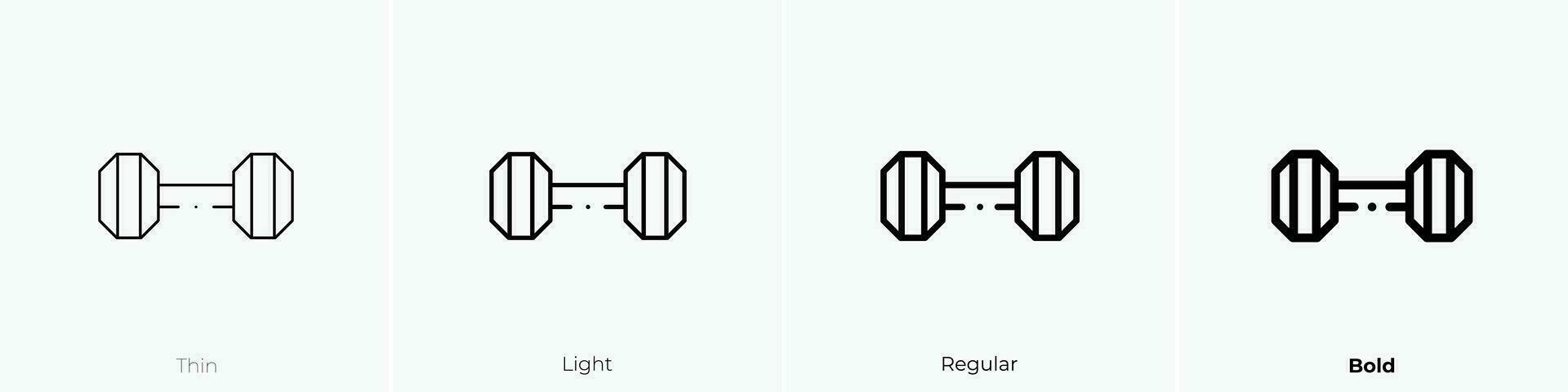 levantamiento de pesas icono. delgado, luz, regular y negrita estilo diseño aislado en blanco antecedentes vector