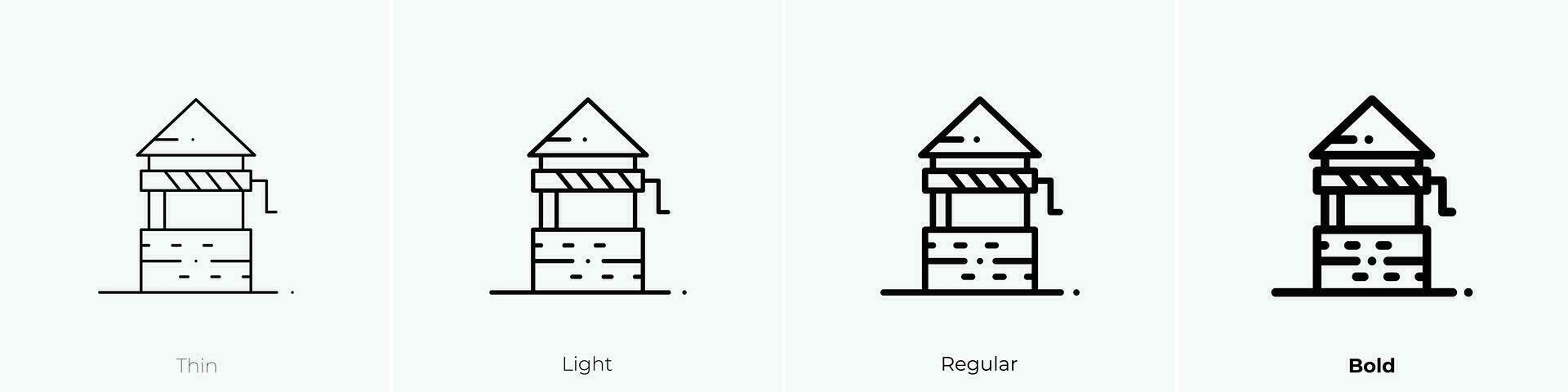 well icon. Thin, Light, Regular And Bold style design isolated on white background vector