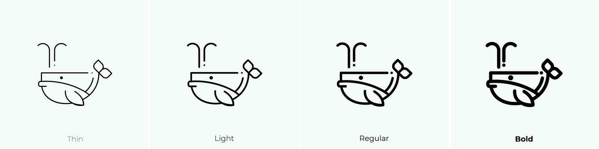 whale icon. Thin, Light, Regular And Bold style design isolated on white background vector