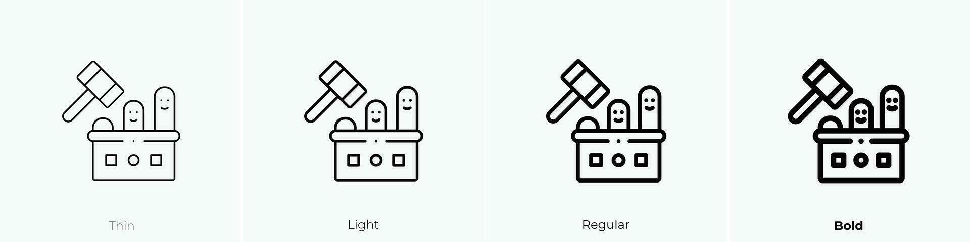 golpear un Topo icono. delgado, luz, regular y negrita estilo diseño aislado en blanco antecedentes vector