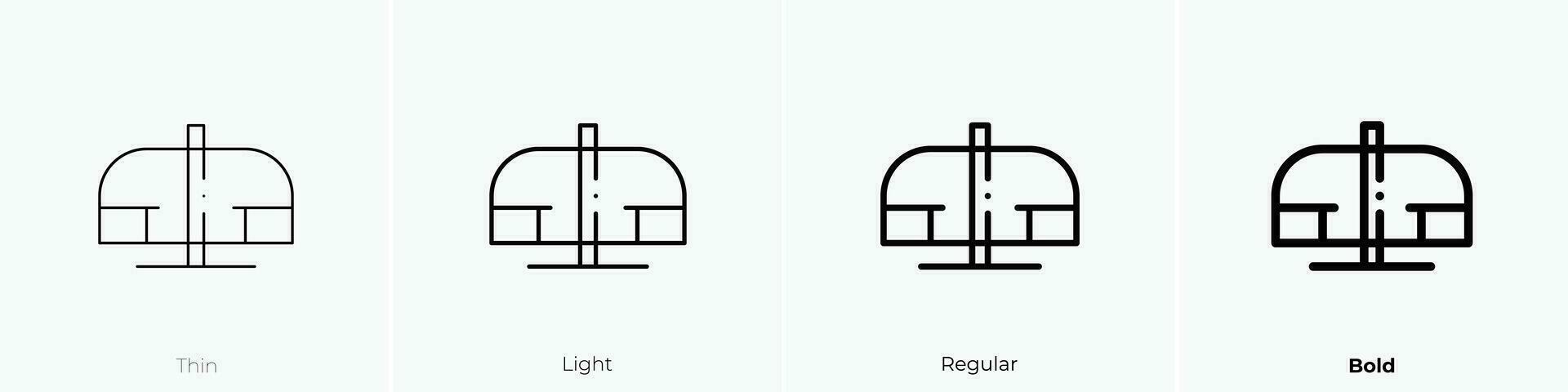 giro icono. delgado, luz, regular y negrita estilo diseño aislado en blanco antecedentes vector