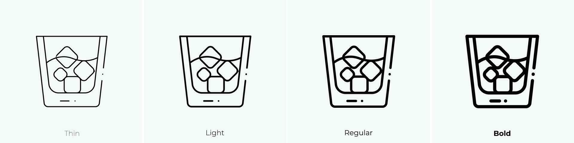 whiskey icon. Thin, Light, Regular And Bold style design isolated on white background vector