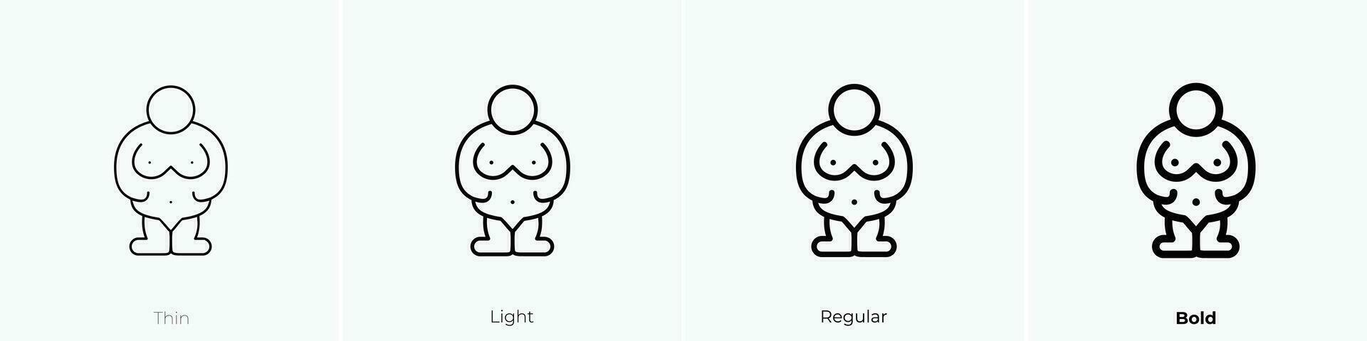 Willendorf icono. delgado, luz, regular y negrita estilo diseño aislado en blanco antecedentes vector