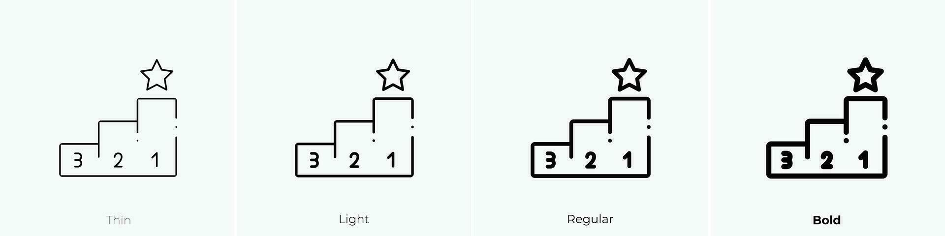 win icon. Thin, Light, Regular And Bold style design isolated on white background vector