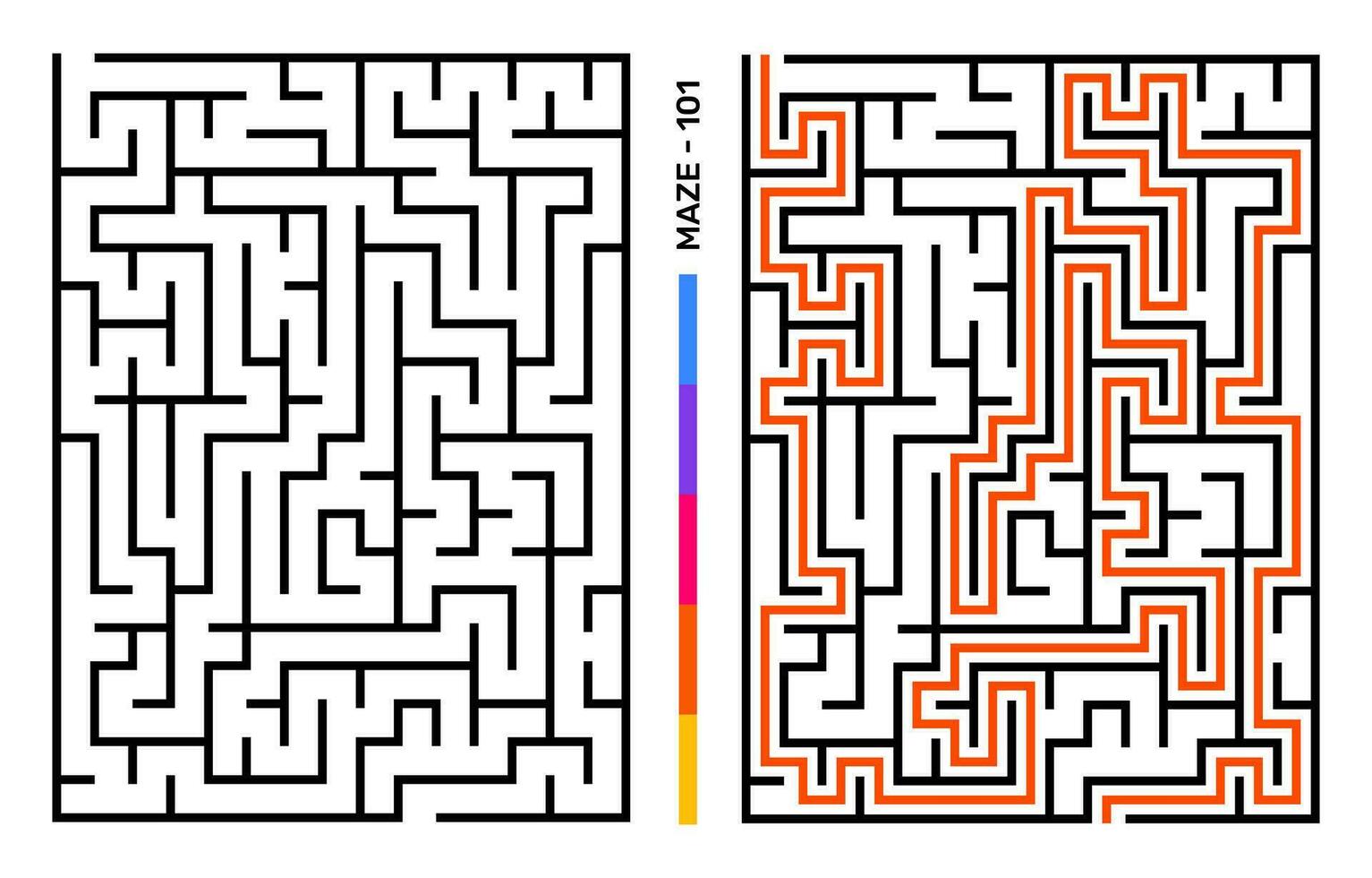 Abstract Maze Puzzle Labyrinth With Entry And Exit. Maze For Activity Book. Problem-Solving Puzzles Games For Workbook. Vector illustration - EPS 10