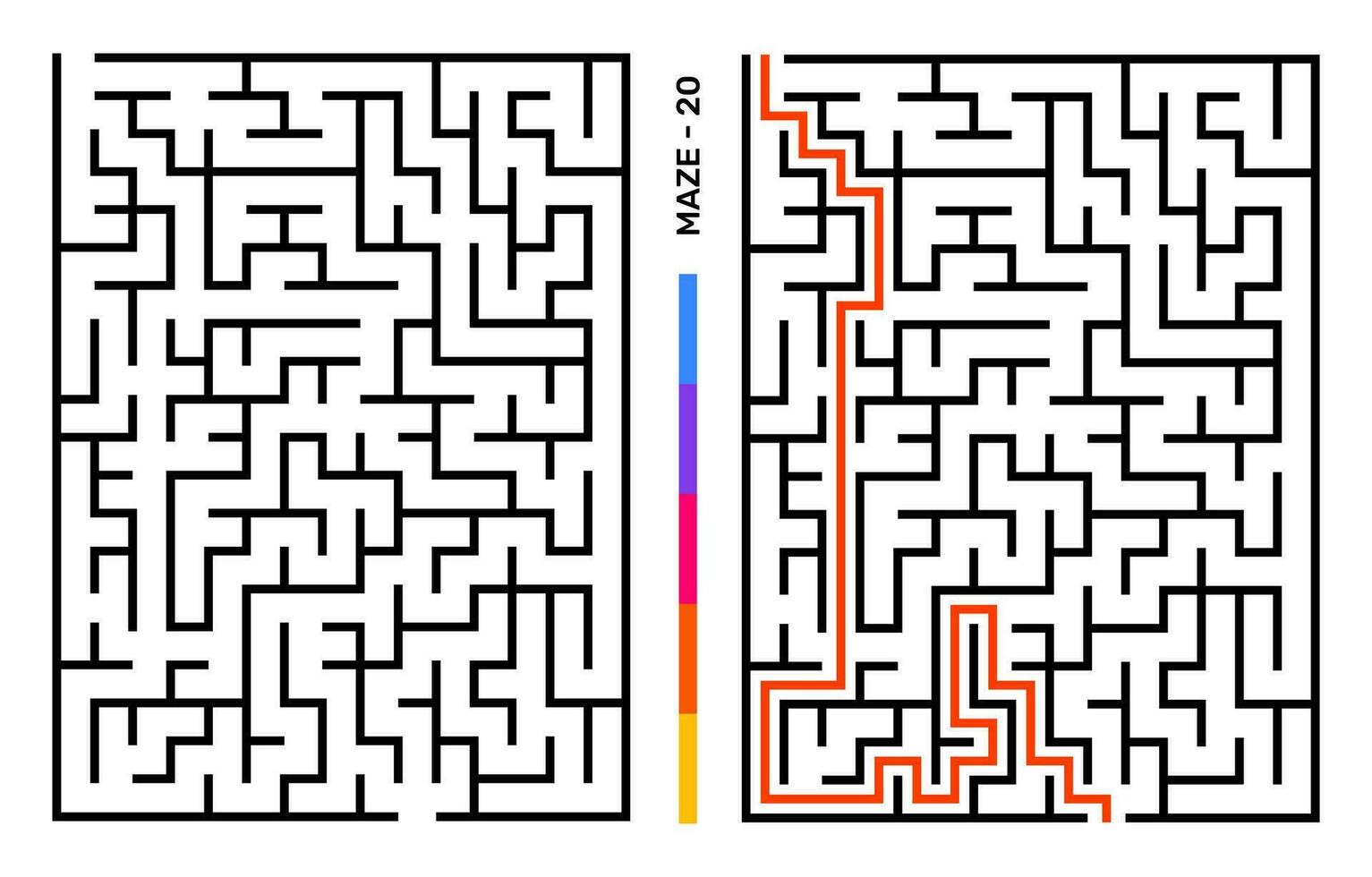 Abstract Maze Puzzle Labyrinth With Entry And Exit. Maze For Activity Book. Problem-Solving Puzzles Games For Workbook. Vector illustration - EPS 10