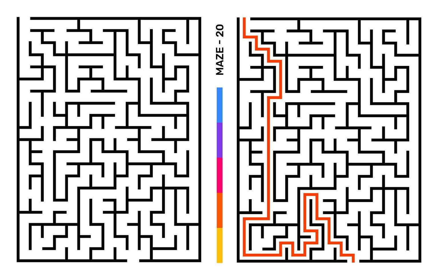 Abstract Maze Puzzle Labyrinth With Entry And Exit. Maze For Activity Book. Problem-Solving Puzzles Games For Workbook. Vector illustration - EPS 10