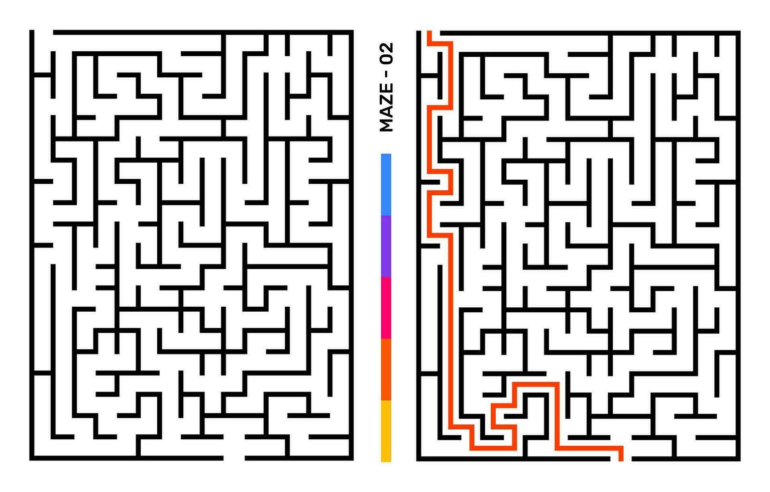 Abstract Maze Puzzle Labyrinth With Entry And Exit. Maze For Activity Book. Problem-Solving Puzzles Games For Workbook. Vector illustration - EPS 10