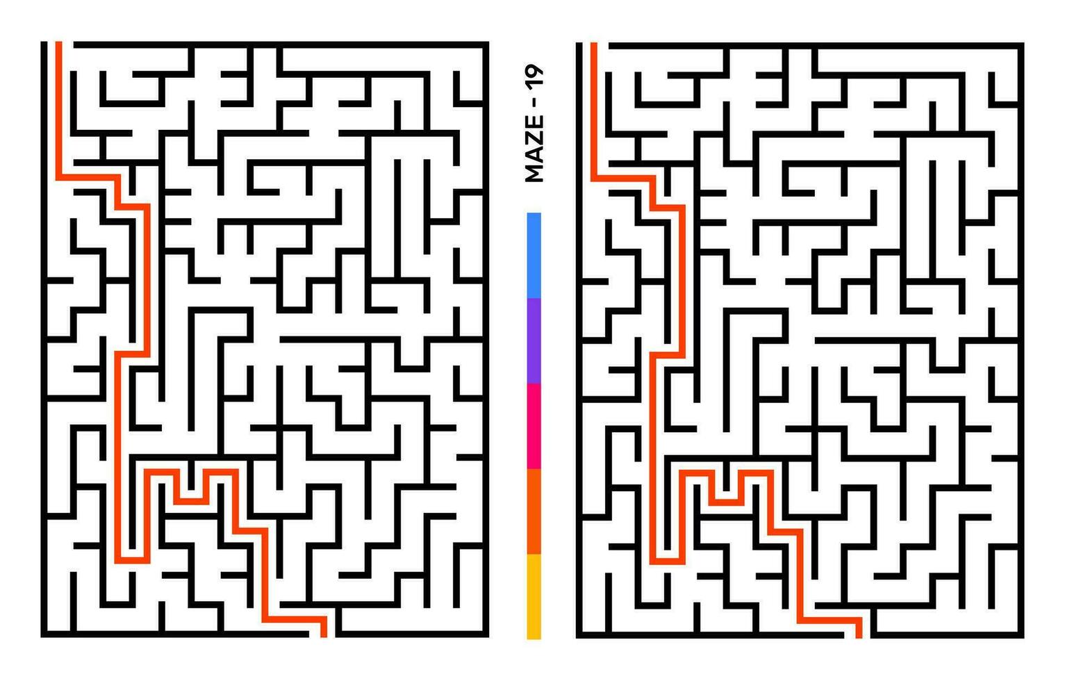 Abstract Maze Puzzle Labyrinth With Entry And Exit. Maze For Activity Book. Problem-Solving Puzzles Games For Workbook. Vector illustration - EPS 10