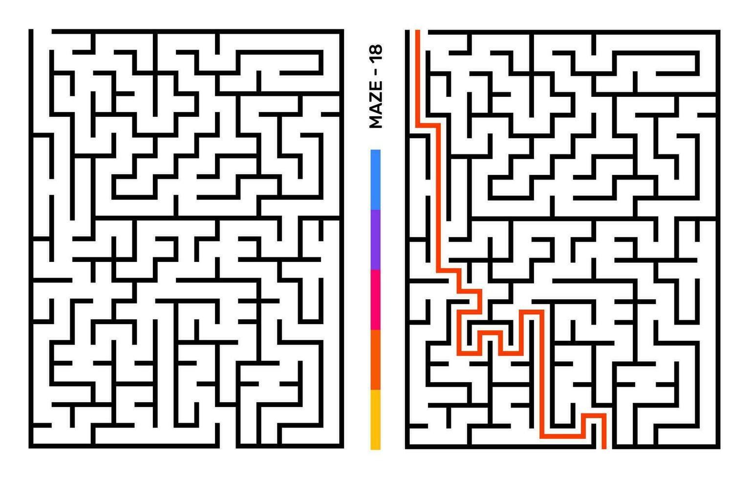 Abstract Maze Puzzle Labyrinth With Entry And Exit. Maze For Activity Book. Problem-Solving Puzzles Games For Workbook. Vector illustration - EPS 10