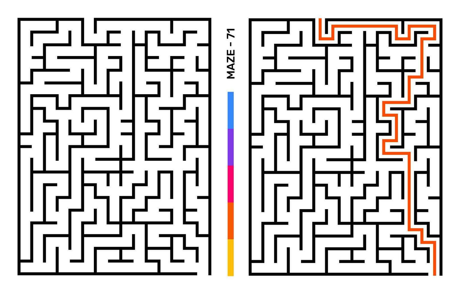 Abstract Maze Puzzle Labyrinth With Entry And Exit. Maze For Activity Book. Problem-Solving Puzzles Games For Workbook. Vector illustration - EPS 10