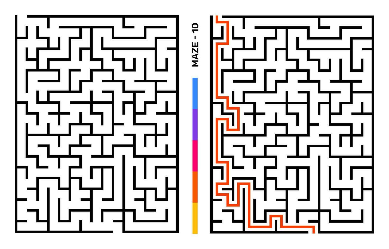 Abstract Maze Puzzle Labyrinth With Entry And Exit. Maze For Activity Book. Problem-Solving Puzzles Games For Workbook. Vector illustration - EPS 10