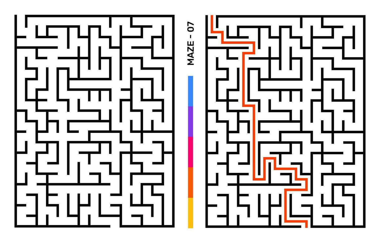 Abstract Maze Puzzle Labyrinth With Entry And Exit. Maze For Activity Book. Problem-Solving Puzzles Games For Workbook. Vector illustration - EPS 10