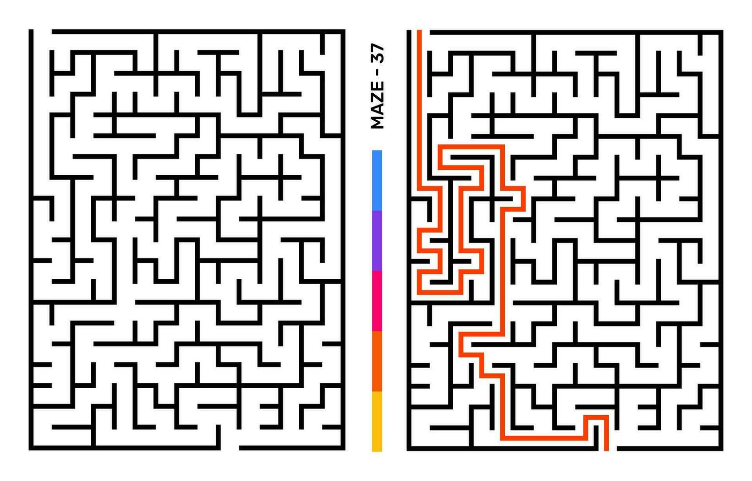 Abstract Maze Puzzle Labyrinth With Entry And Exit. Maze For Activity Book. Problem-Solving Puzzles Games For Workbook. Vector illustration - EPS 10