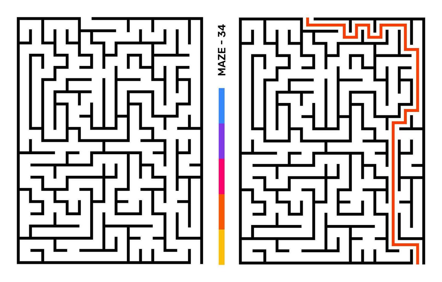 Abstract Maze Puzzle Labyrinth With Entry And Exit. Maze For Activity Book. Problem-Solving Puzzles Games For Workbook. Vector illustration - EPS 10