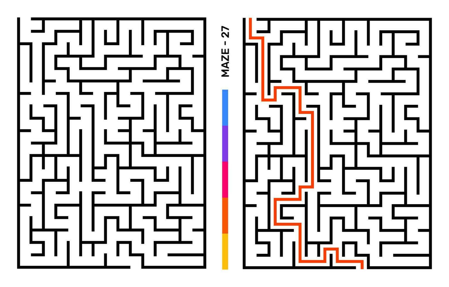 Abstract Maze Puzzle Labyrinth With Entry And Exit. Maze For Activity Book. Problem-Solving Puzzles Games For Workbook. Vector illustration - EPS 10