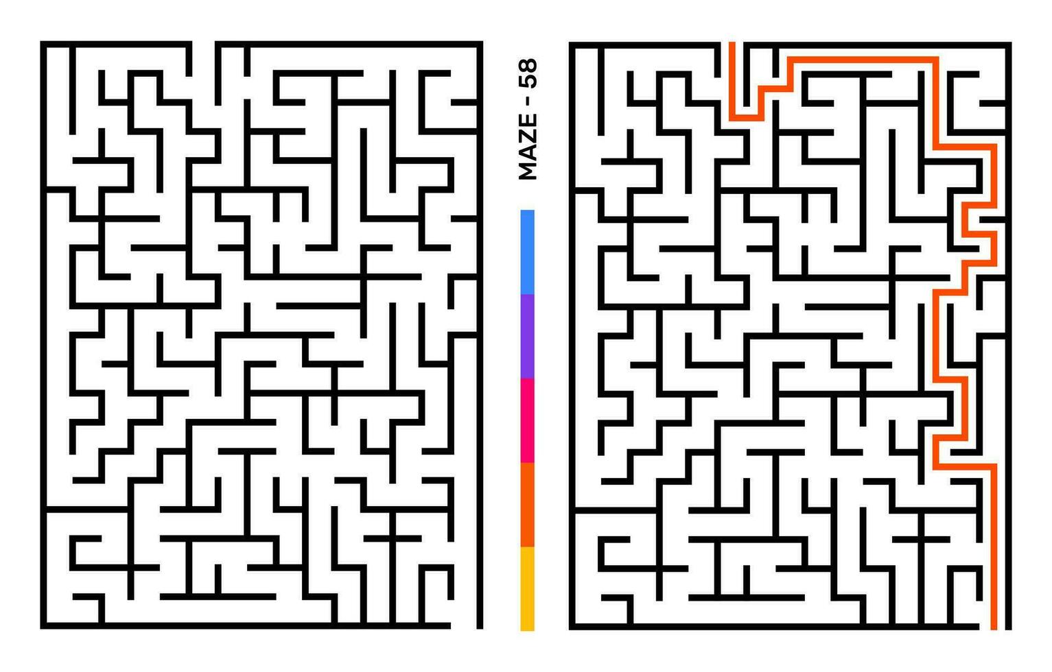 Abstract Maze Puzzle Labyrinth With Entry And Exit. Maze For Activity Book. Problem-Solving Puzzles Games For Workbook. Vector illustration - EPS 10