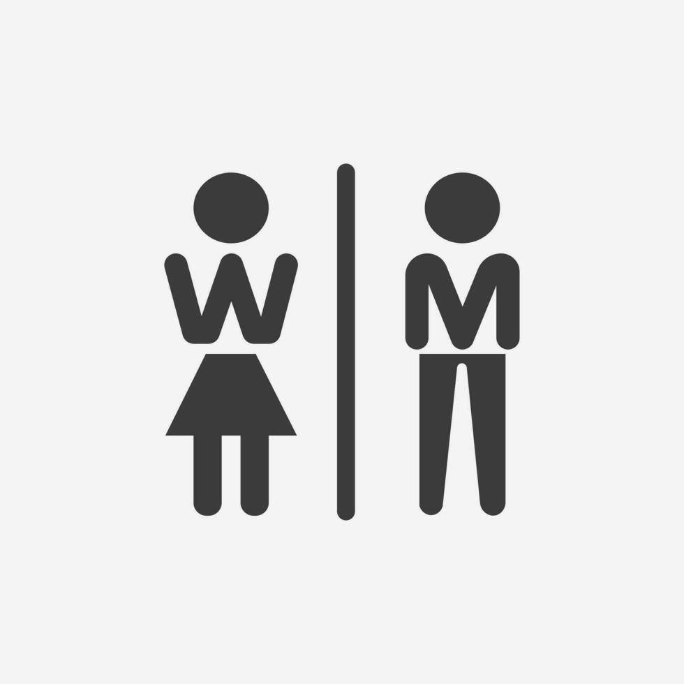 inodoro, vector de icono de puerta wc. wc de mujeres y hombres, inodoro, símbolo de baño