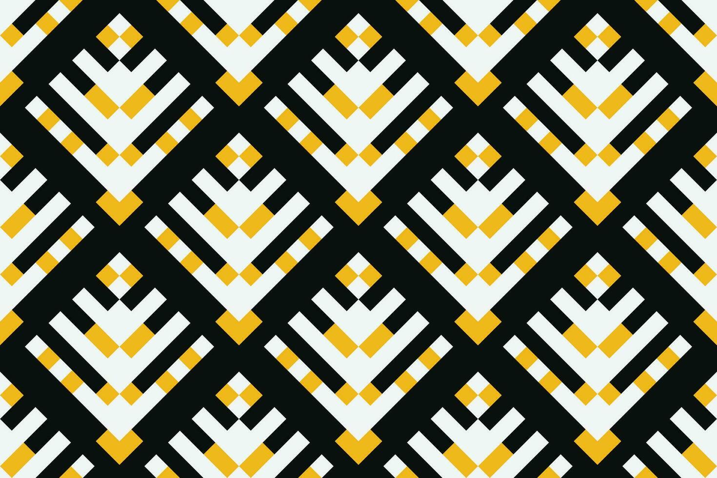 Seamless abstract geometric pattern with black, yellow and white color. Vector Illustration.