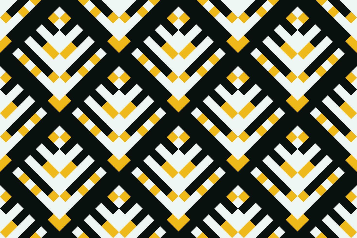 Seamless abstract geometric pattern with black, yellow and white color. Vector Illustration.