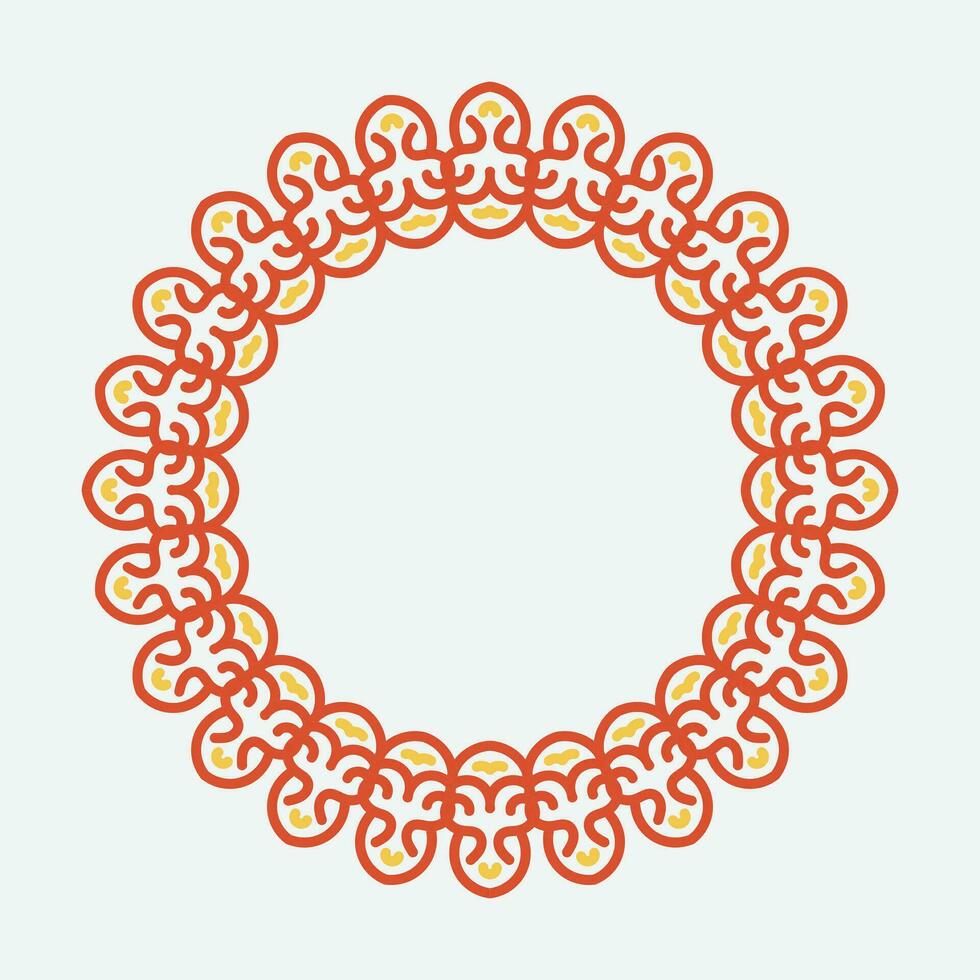 Decorative circle frame. Rounded ring with ornate ornament in oriental and arabic style antique disk with patterned vector ornament.