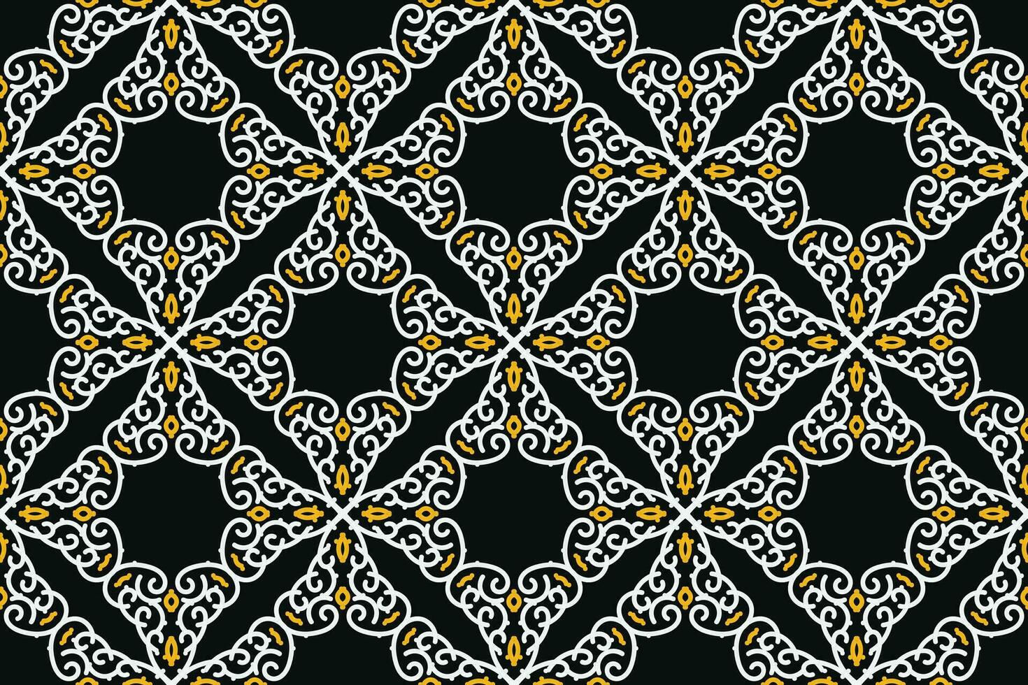 oriental pattern. Black, White and Yellow color with Arabic ornament. Pattern, background and wallpaper for your design. Textile ornament. Vector illustration.