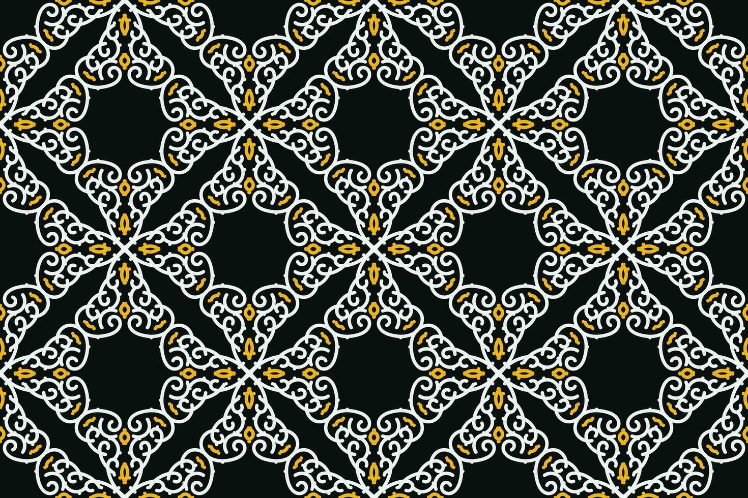 oriental pattern. Black, White and Yellow color with Arabic ornament. Pattern, background and wallpaper for your design. Textile ornament. Vector illustration.