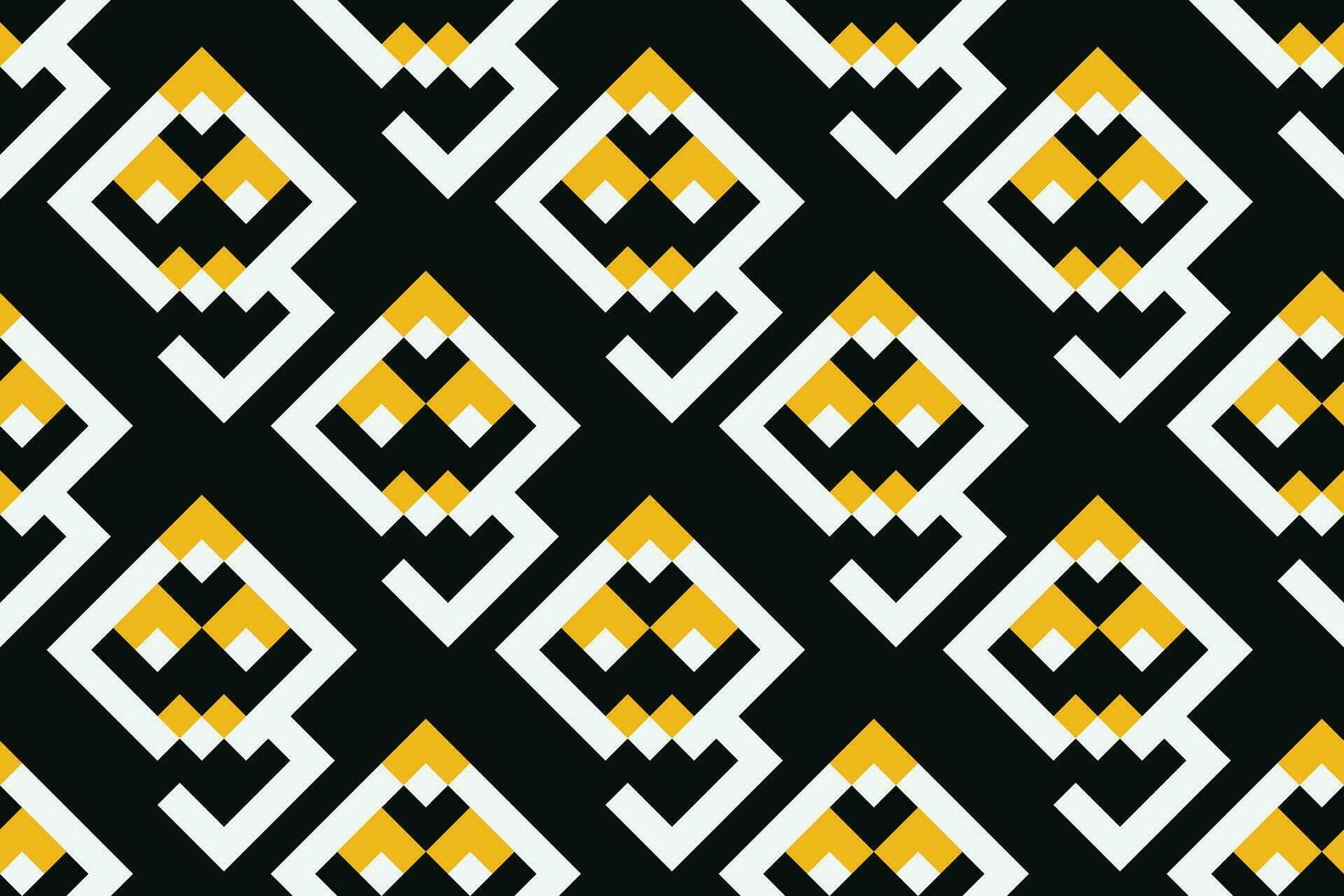 Seamless abstract geometric pattern with black, yellow and white color. Vector Illustration.