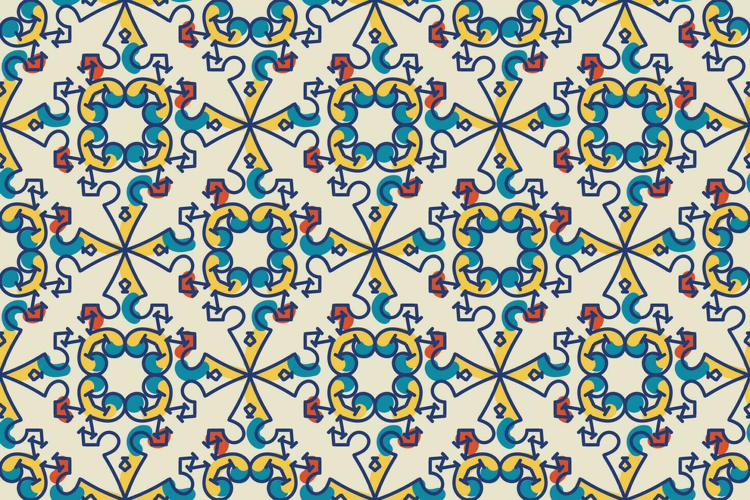 Seamless colorful patchwork tile with Islam, Arabic, Indian, ottoman motifs. Majolica pottery tile. Portuguese and Spain decor. Ceramic tile in talavera style. Vector illustration.