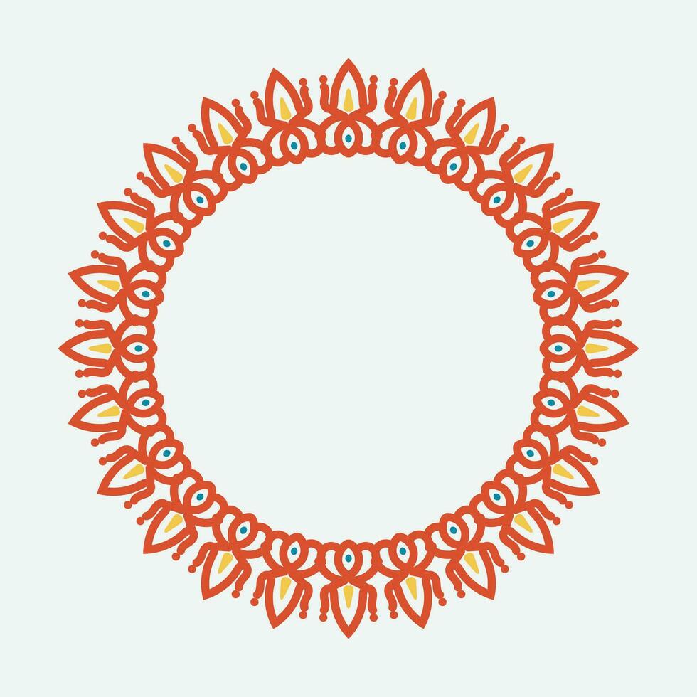 Decorative circle frame. Rounded ring with ornate ornament in oriental and arabic style antique disk with patterned vector ornament.