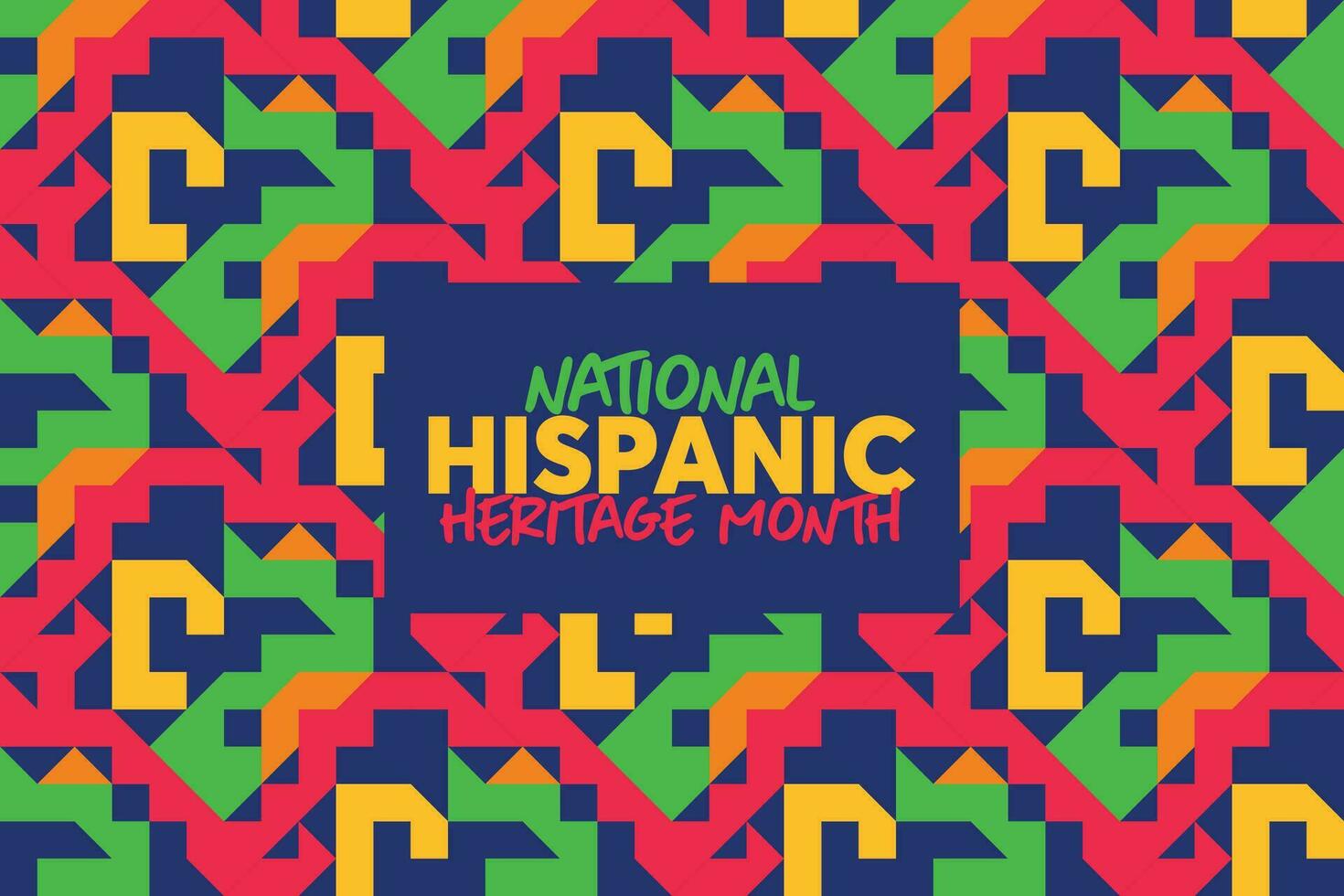 Hispanic heritage month. Vector web banner, poster, card for social media and networks. Greeting with national Hispanic heritage month text, Papel Picado pattern, perforated paper on black background