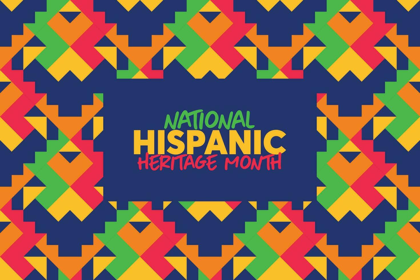 Hispanic heritage month. Vector web banner, poster, card for social media and networks. Greeting with national Hispanic heritage month text, Papel Picado pattern, perforated paper on black background