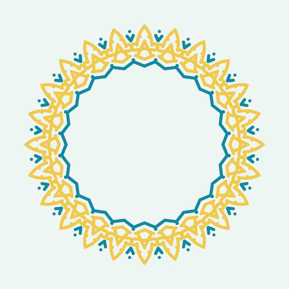 Decorative circle frame. Rounded ring with ornate ornament in oriental and arabic style antique disk with patterned vector ornament.
