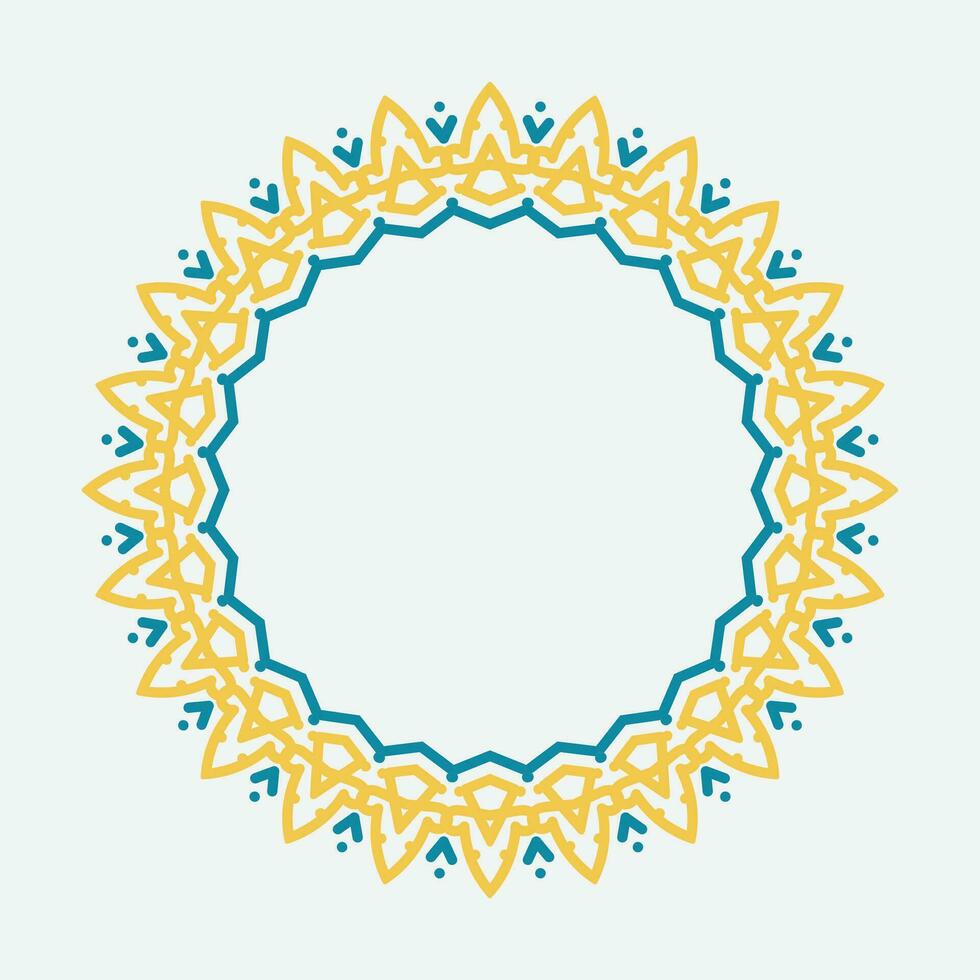 Decorative circle frame. Rounded ring with ornate ornament in oriental and arabic style antique disk with patterned vector ornament.