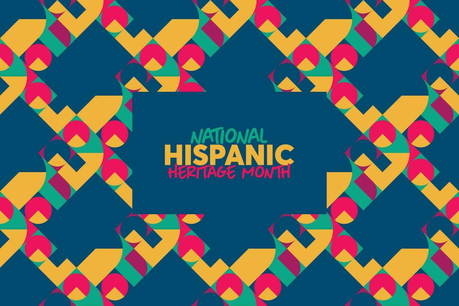 Hispanic heritage month. Vector web banner, poster, card for social media and networks. Greeting with national Hispanic heritage month text, Papel Picado pattern, perforated paper on black background