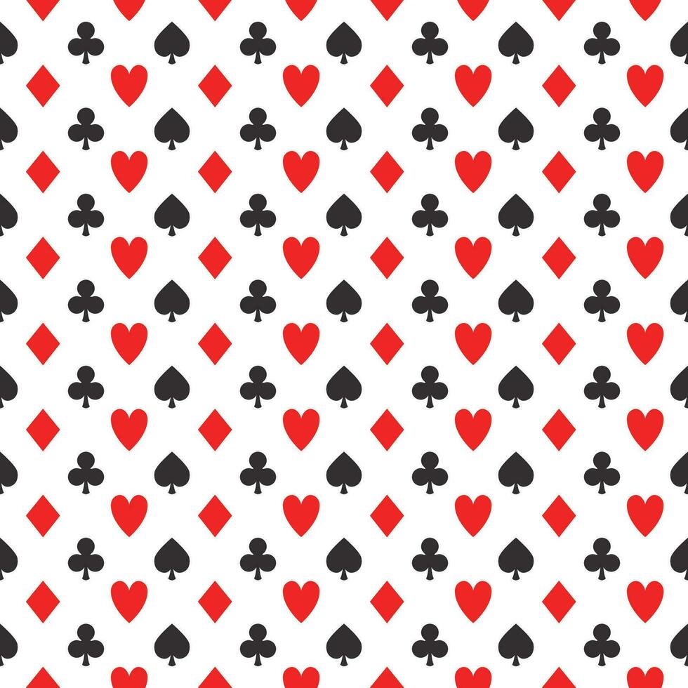sencillo póker patrón, vector sin costura casino antecedentes con tarjeta trajes, clubs, corazones, espadas y diamantes