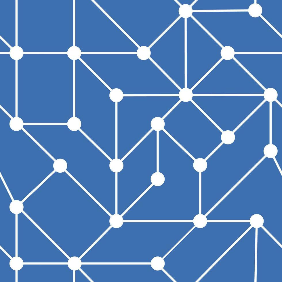 white dots network connection pattern repeating on blue background vector