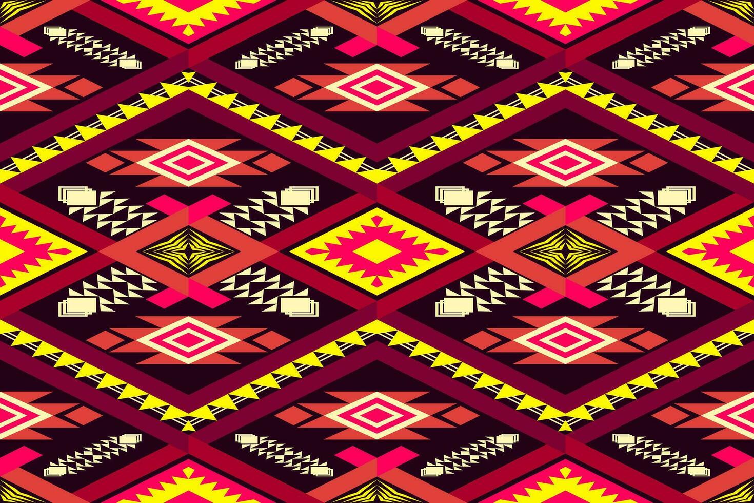 Aztec geometric pattern for vibrant color.Damask style pattern for textile and decoration.Ethnic abstract ikat.Seamless pattern in tribal.Native aztec boho vector design.