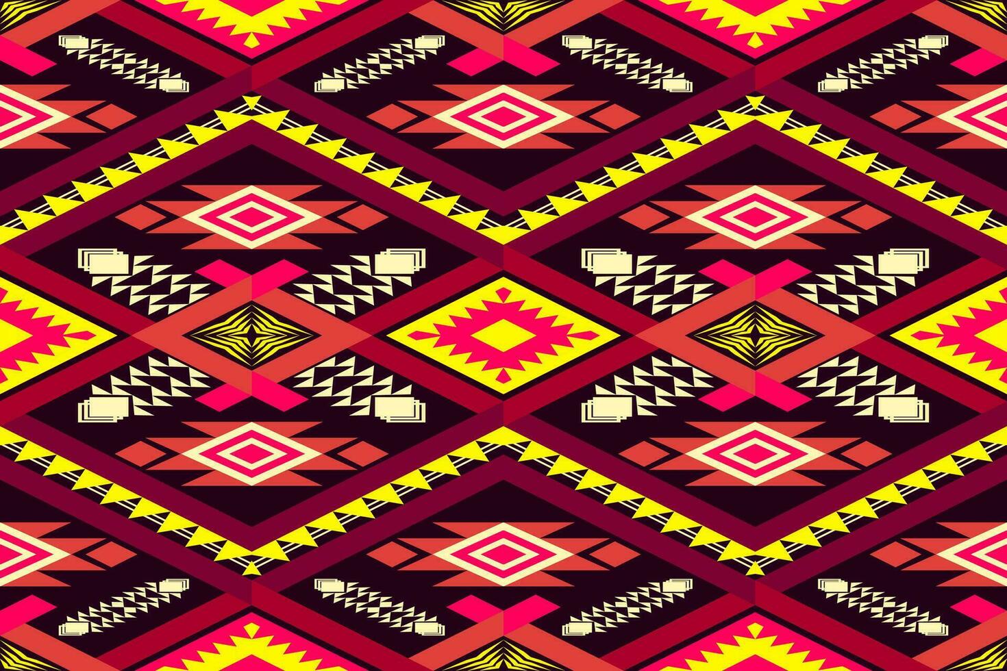 Aztec geometric pattern for vibrant color.Damask style pattern for textile and decoration.Ethnic abstract ikat.Seamless pattern in tribal.Native aztec boho vector design.