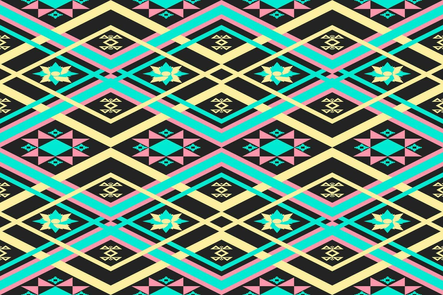 Abstract ethnic aztec geometric pattern design for background.Ethnic ikat geometric pattern for vibrant color.Colorful geometric embroidery for textiles,fabric,clothing,background,batik,knitwear vector