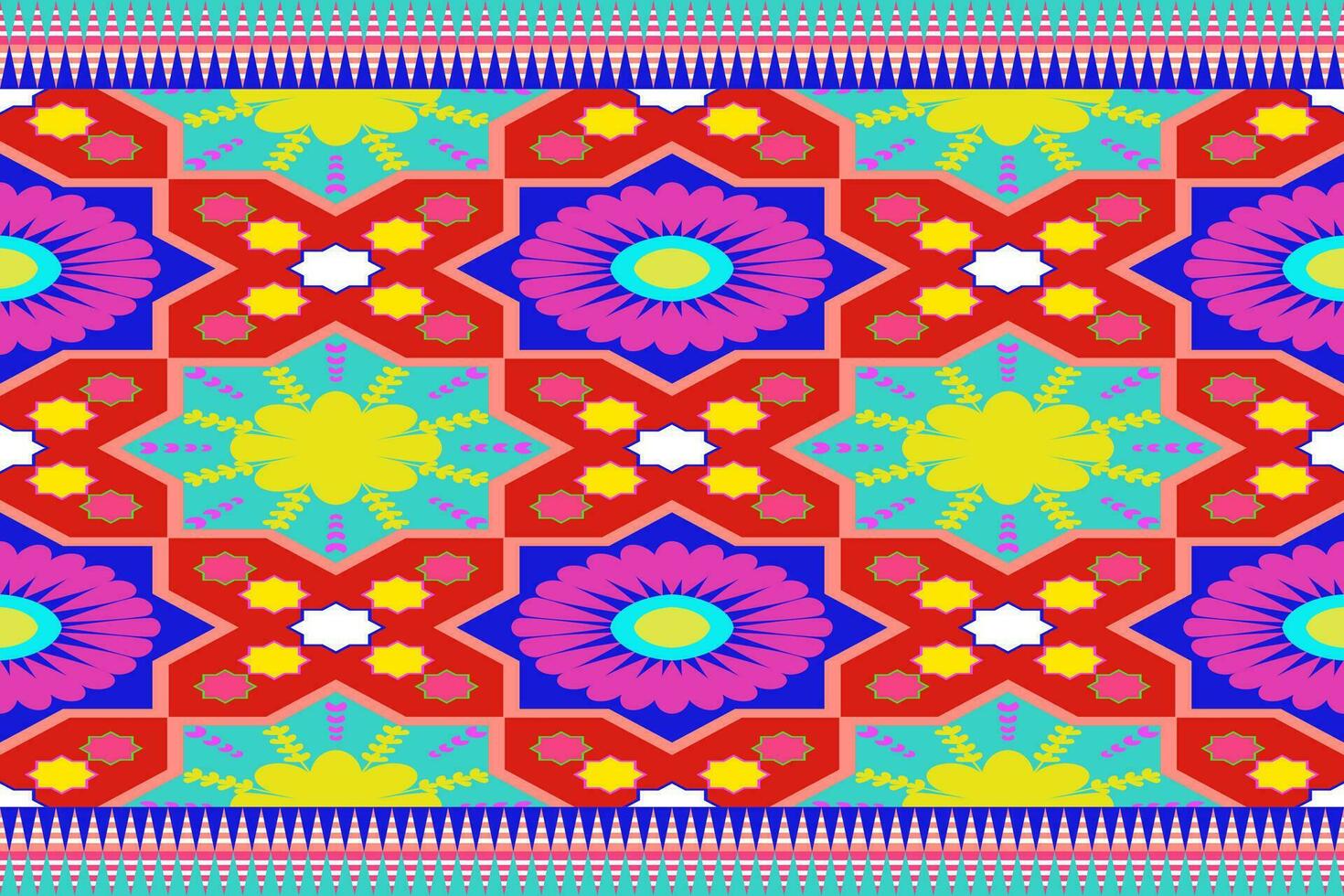 Abstract ethnic aztec geometric pattern design for background.Ethnic ikat geometric pattern for vibrant color.Colorful geometric embroidery for textiles,fabric,clothing,background,batik,knitwear vector