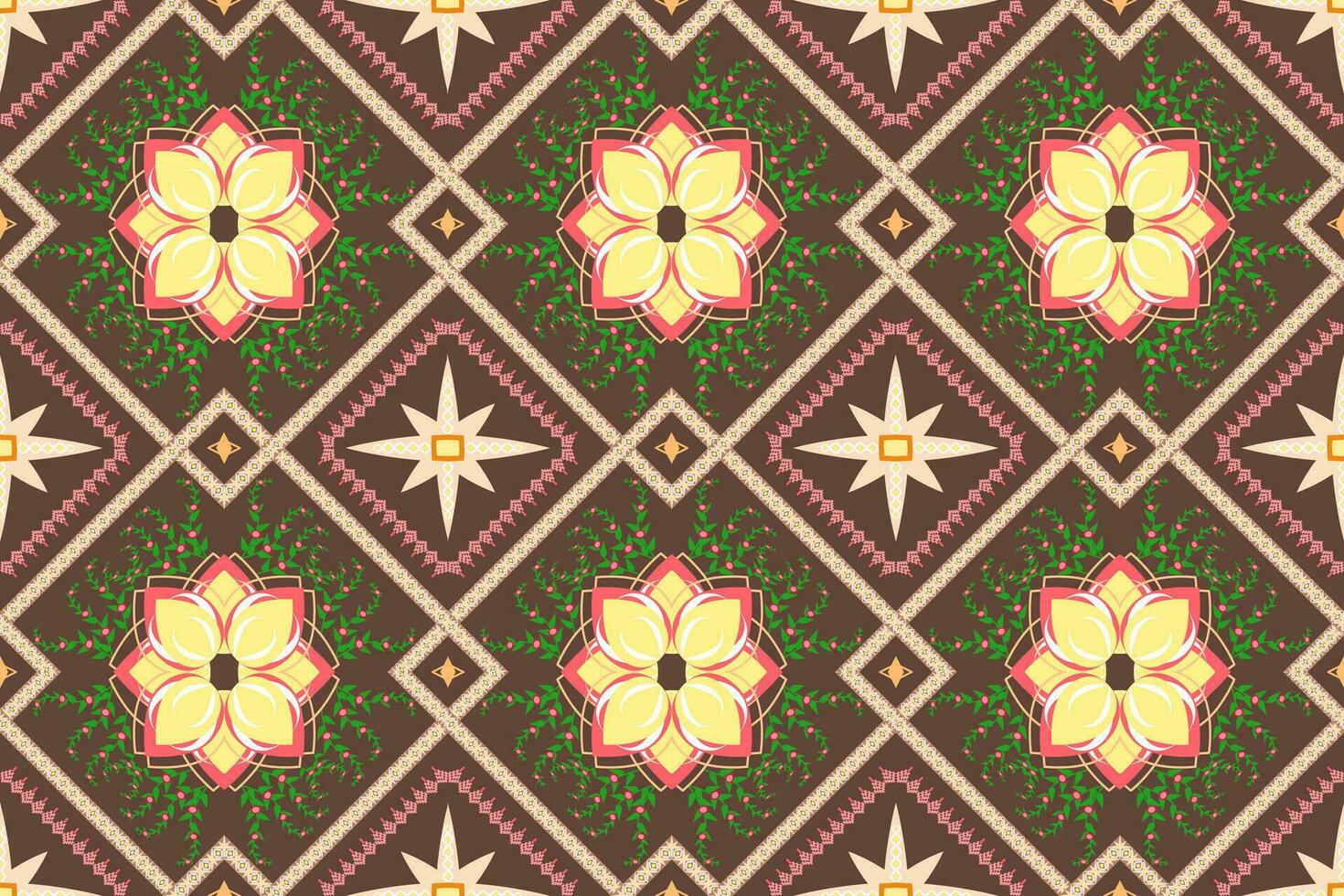 Damask style pattern for textile and decoration.Seamless pattern in tribal.Native aztec boho vector design.Background patch pattern with traditional style,design for decoraation and textiles