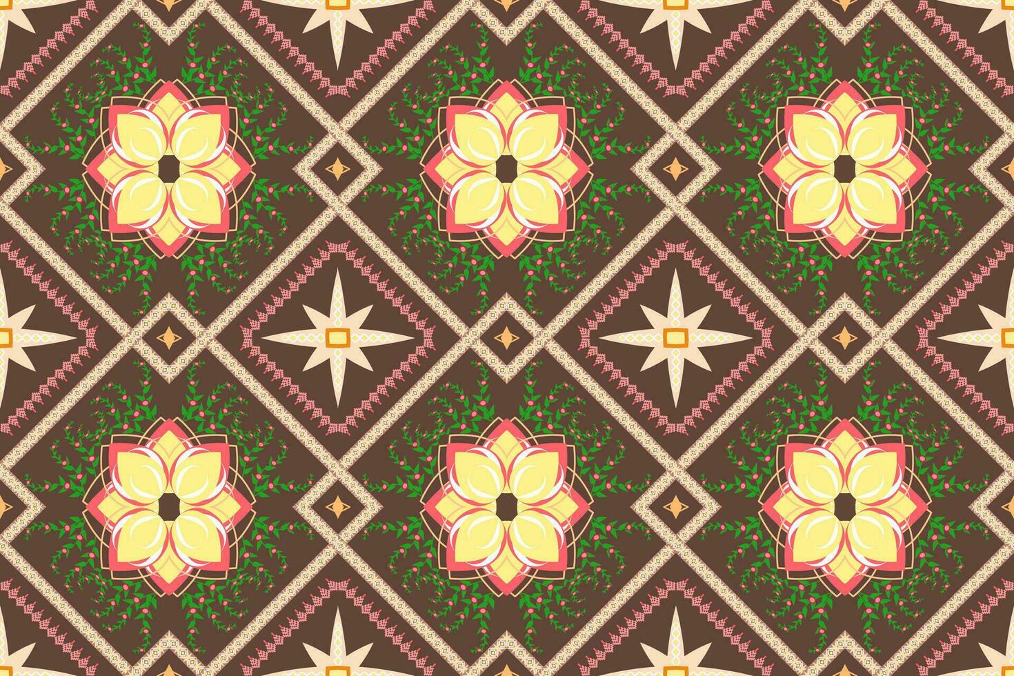 Damask style pattern for textile and decoration.Seamless pattern in tribal.Native aztec boho vector design.Background patch pattern with traditional style,design for decoraation and textiles