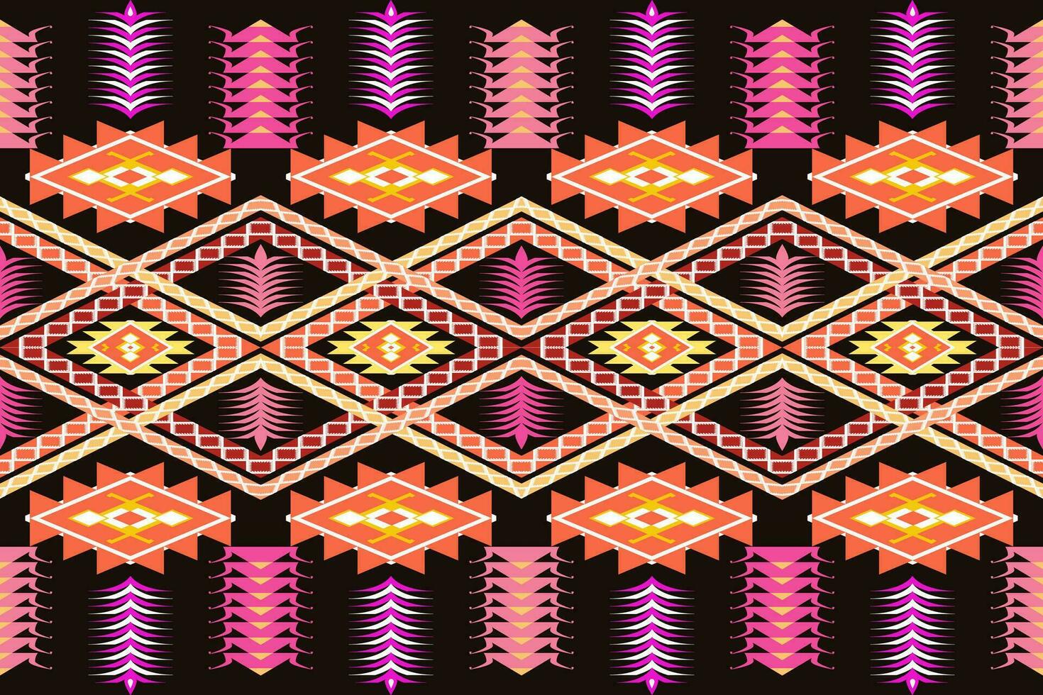 Aztec geometric pattern for vibrant color.Damask style pattern for textile and decoration.Ethnic abstract ikat.Seamless pattern in tribal.Native aztec boho vector design.