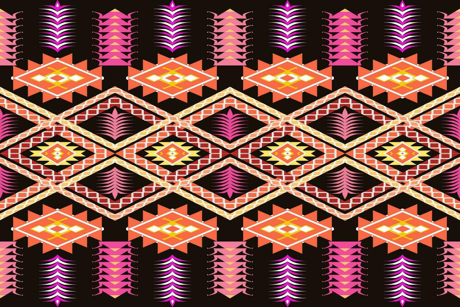 Aztec geometric pattern for vibrant color.Damask style pattern for textile and decoration.Ethnic abstract ikat.Seamless pattern in tribal.Native aztec boho vector design.