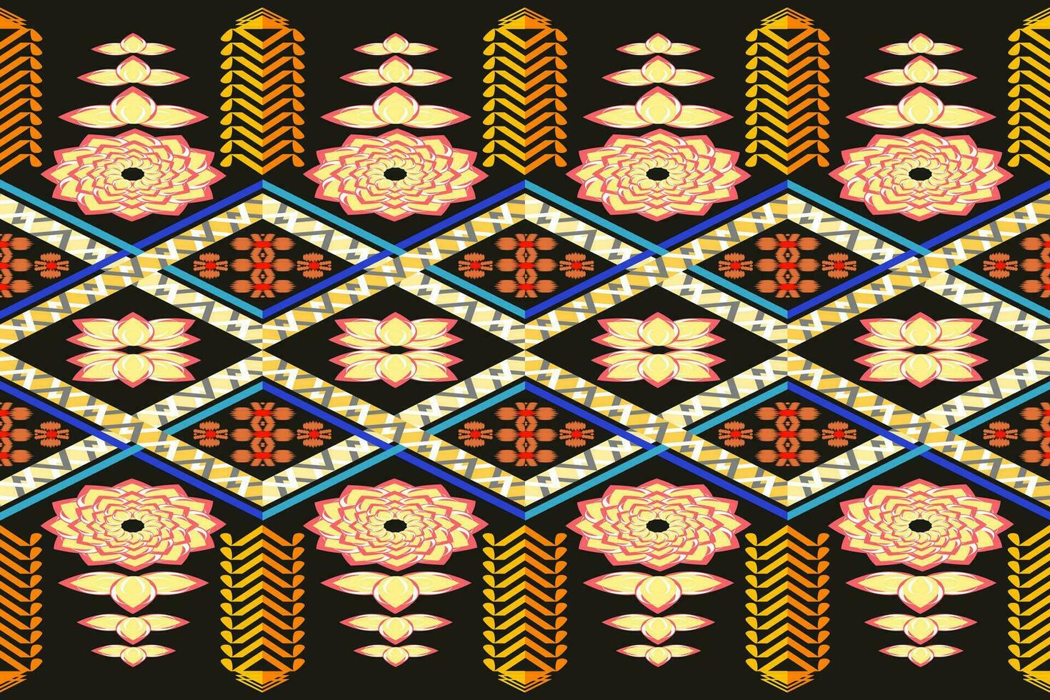 Abstract ethnic aztec geometric pattern design for background.Ethnic ikat geometric pattern for vibrant color.Colorful geometric embroidery for textiles,fabric,clothing,background,batik,knitwear vector