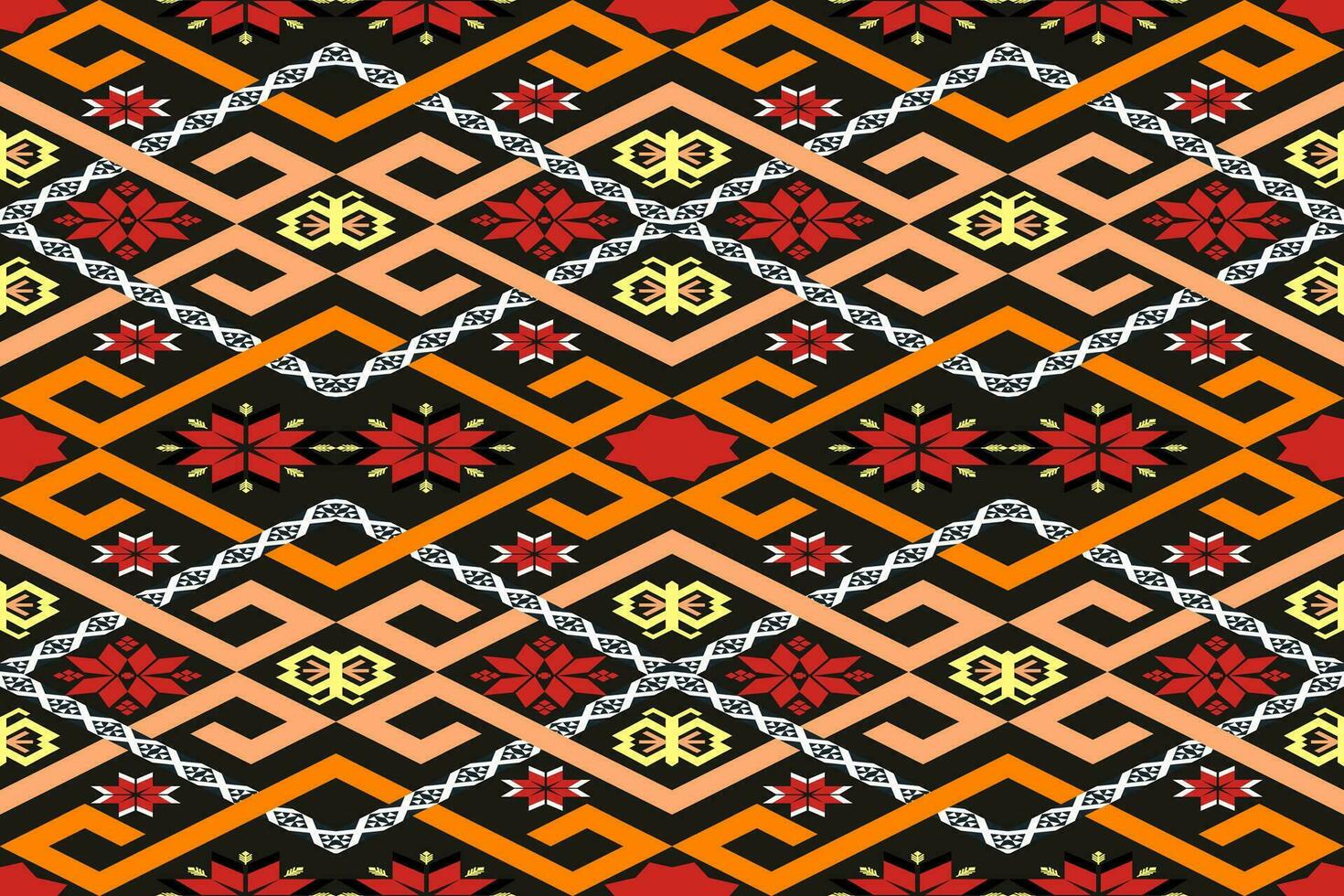 Geometric patchwork ethnic pattern vector for tribal boho design,Wallpaper,Wrapping,Fashion,Carpet,Clothing,Knitwear,Batik,Illustration.Ethnic abstract ikat.