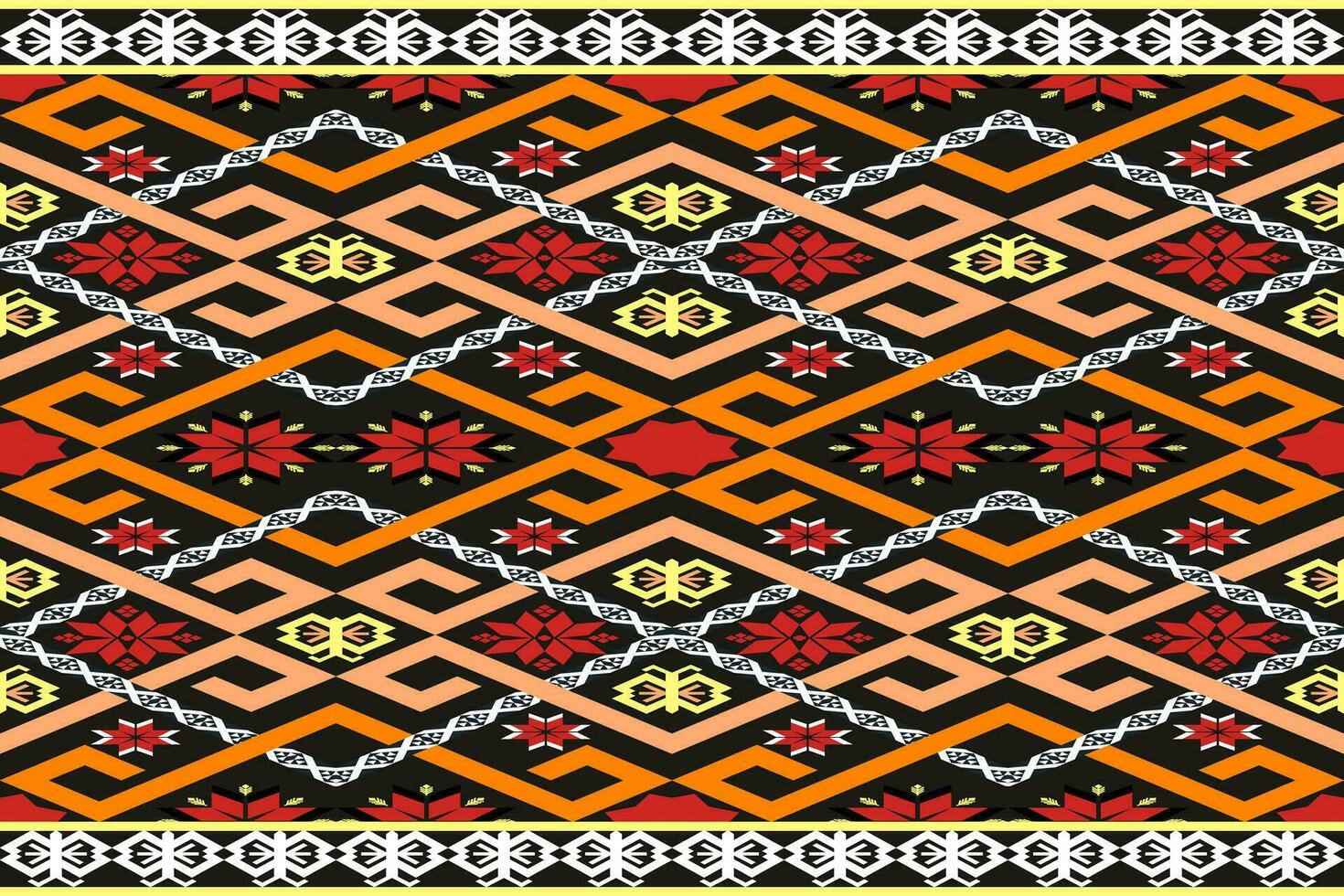 Aztec geometric pattern for vibrant color.Damask style pattern for textile and decoration.Ethnic abstract ikat.Seamless pattern in tribal.Native aztec boho vector design.