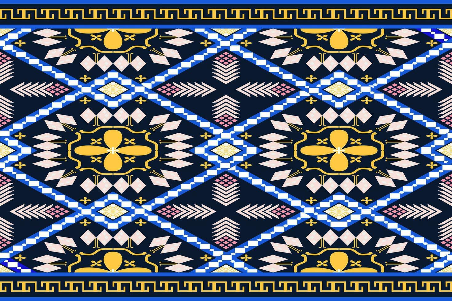 Geometric ethnic oriental pattern traditional Design for fabric,carpet,clothing,textile,batik.Ethnic abstract ikat seamless pattern in tribal.Embroidery style. vector