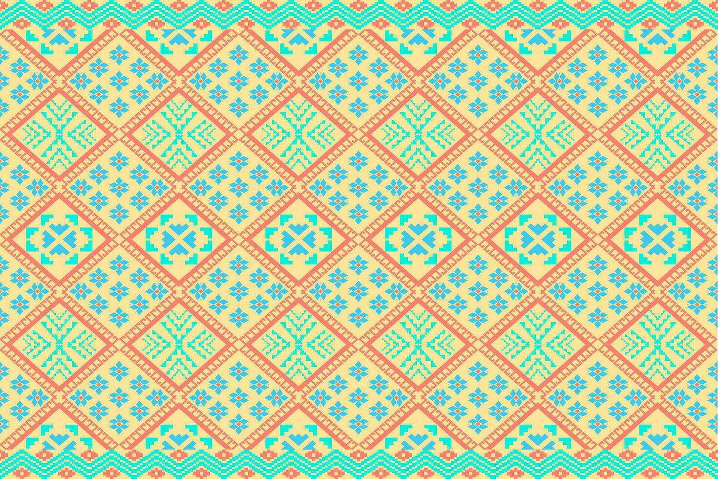 Aztec geometric pattern for vibrant color.Damask style pattern for textile and decoration.Ethnic abstract ikat.Seamless pattern in tribal.Native aztec boho vector design.